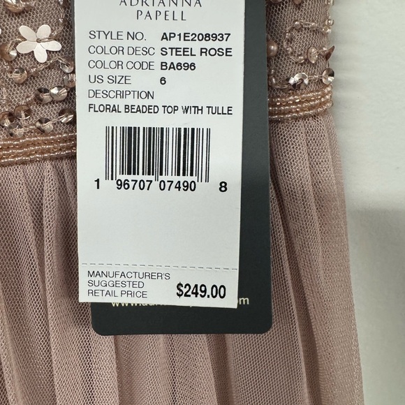 Adrianna Papell Blush Dress with Floral Accents - Picture 5 of 5